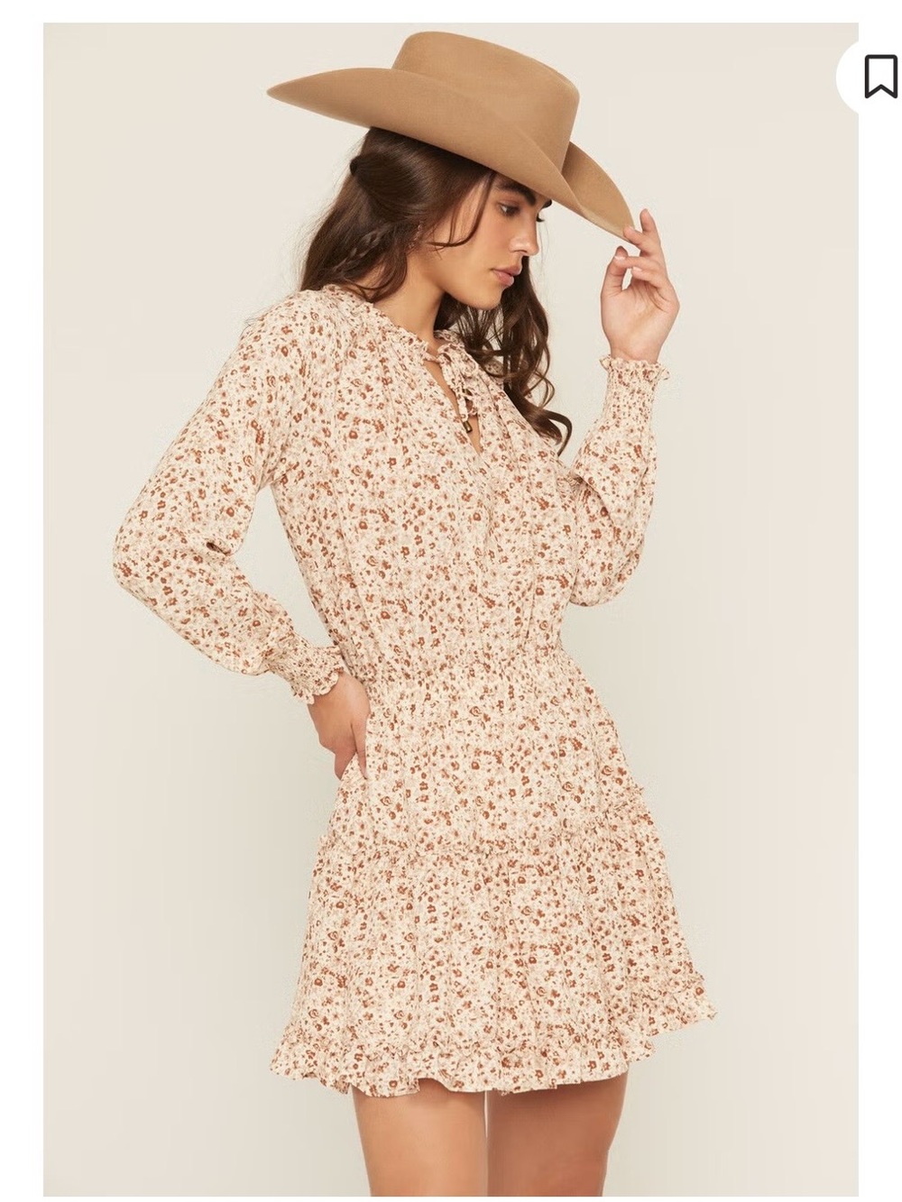 Yura Women’s Floral Print Long Sleeve Smocked Mini Dress Size L Bootbarn